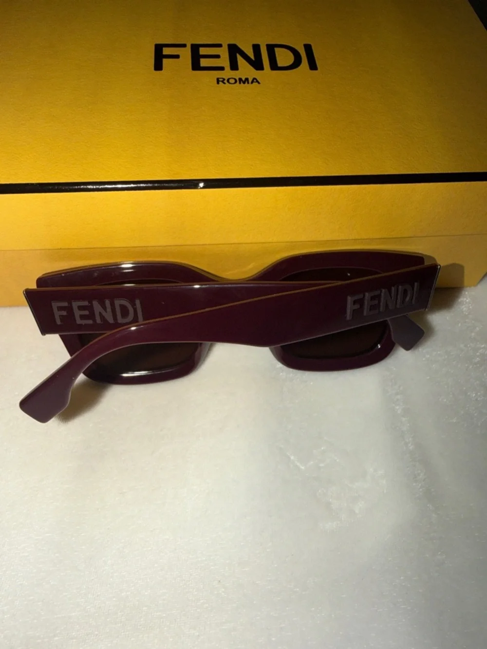 FENDI Signature 50MM Rectangular Sunglasses in Burgundy, brand new